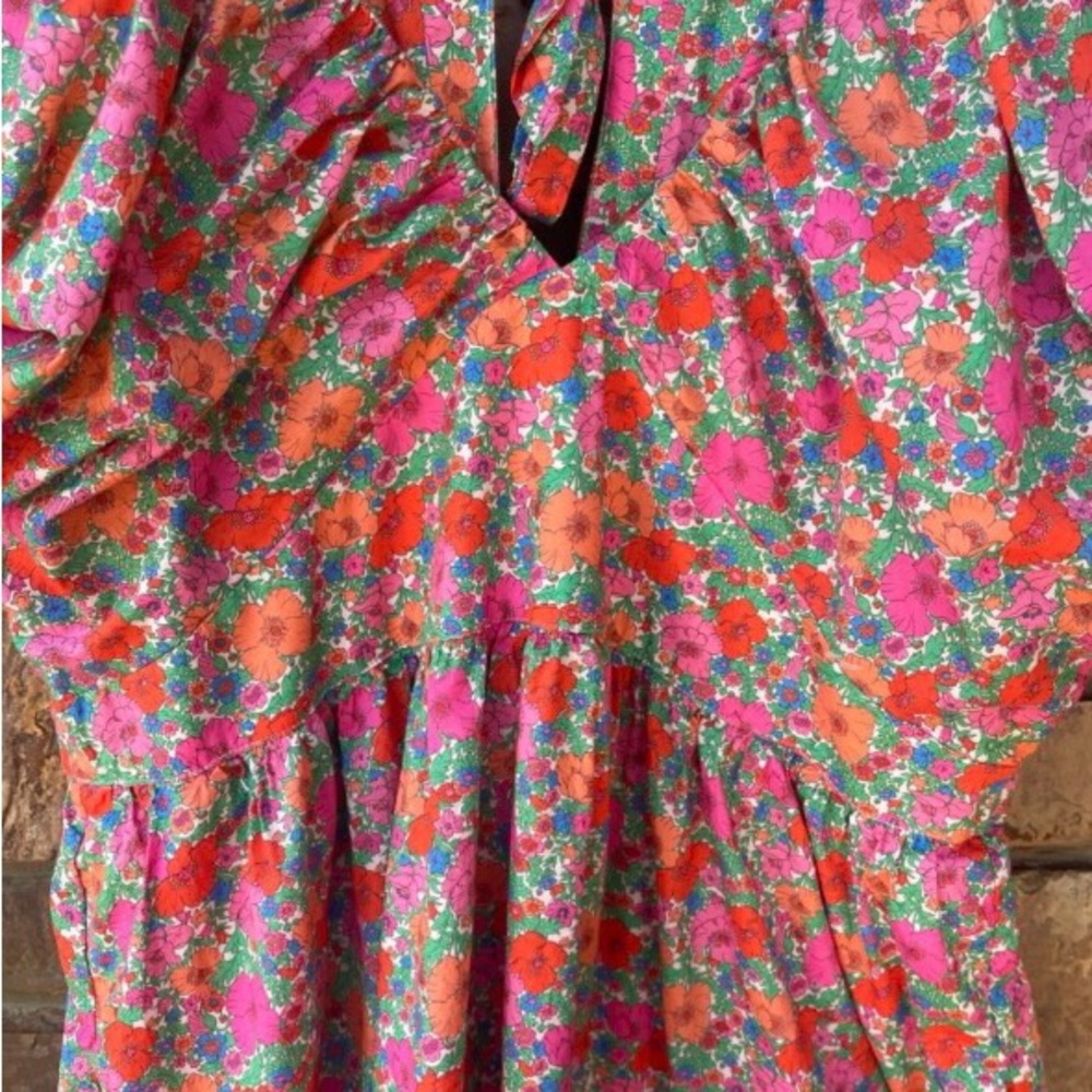 J. Crew Floral Midi Dress in Pink, Orange & Green - Picture 10 of 12